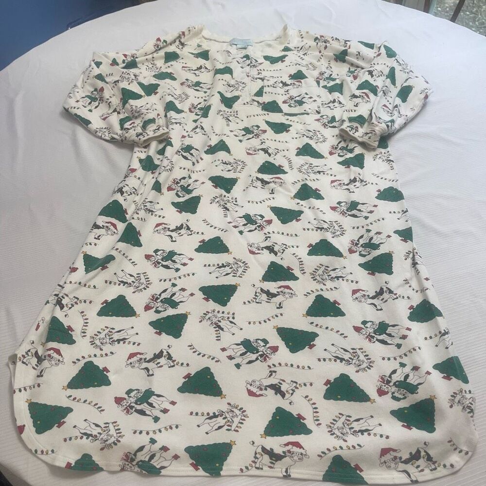 Comfort Exchange Vintage Cow Christmas Pajamas Nightgown Size Medium